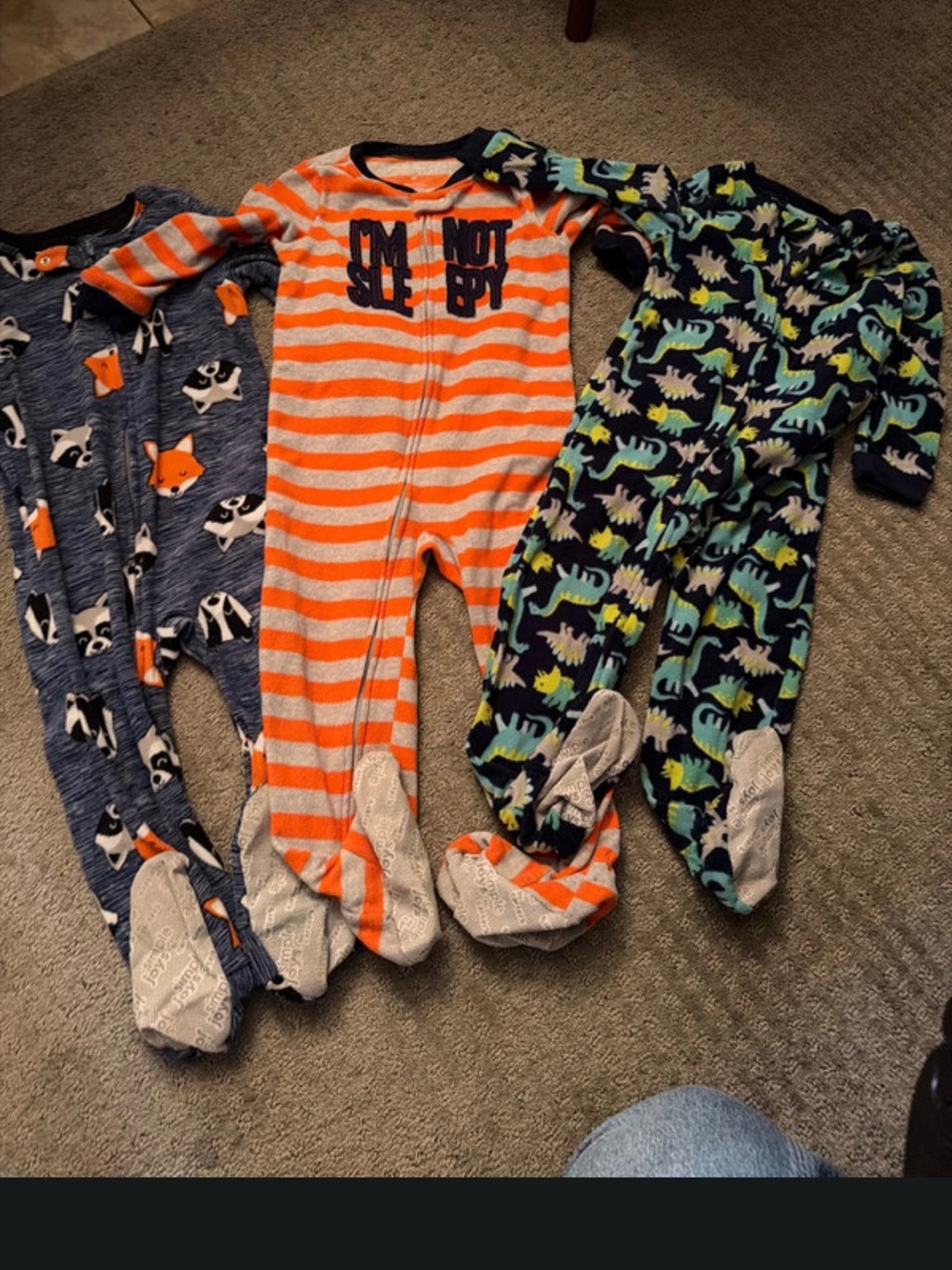 3 Fleece zipper front onesies. Grip soles on the feet. Simple joys by Carter’s